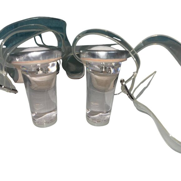 Jeffrey Campbell Sandal Size 8 Clear Acetate Ankle Strap New - Picture 3 of 8